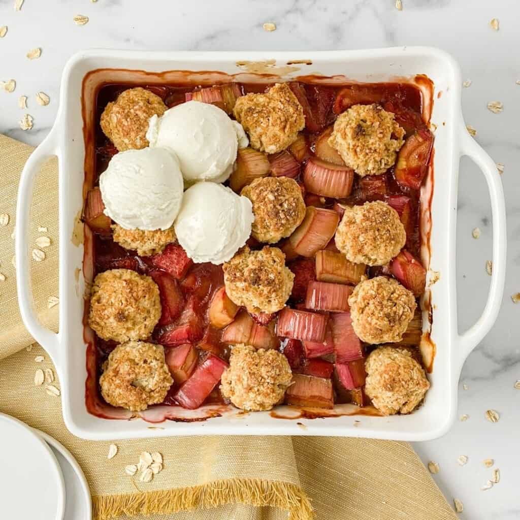 Strawberry Rhubarb Whiskey Cobbler