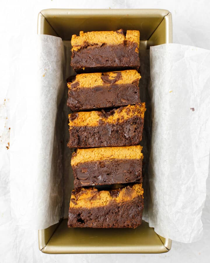 Gluten Free Pumpkin Cheesecake Brownie Bars with Peanut Butter Cups